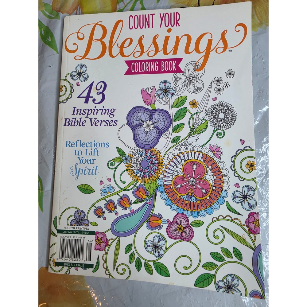Count Your Blessings Coloring Book 43 Inspiring Bible Verses BHG Specials Floral